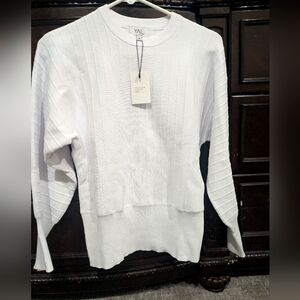 Yal New York White Knit Dolman Sweater Size M